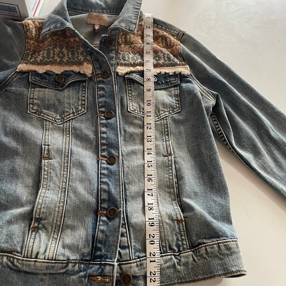 Driftwood Free People Geena Western Aztec Embroidered Tassel Denim Jacket (0256) - Picture 6 of 9